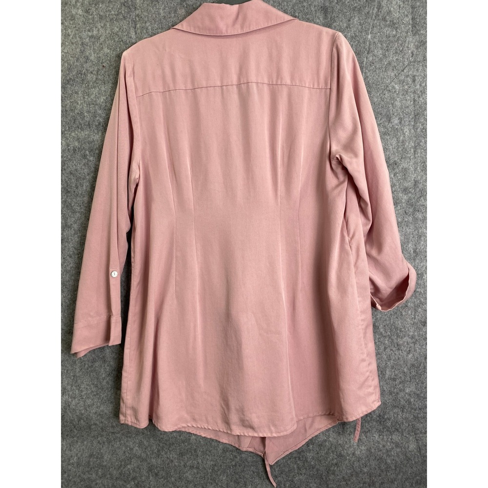 Soft Surroundings Blush Pink Tencel Asymmetrical Button Tunic Top‎ Women's M - Picture 2 of 13